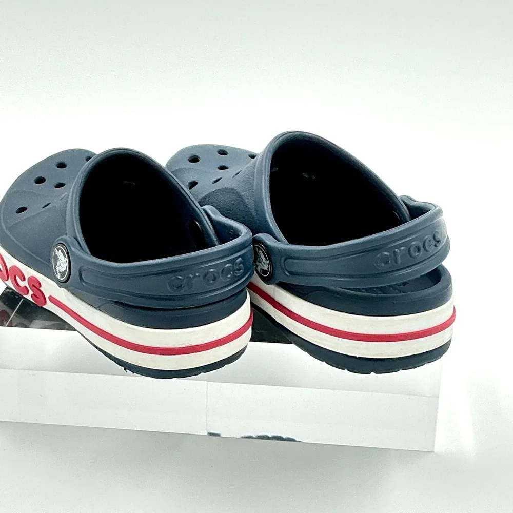 Crocs Size 10 Clog Navy Blue Red White Bayaband Kids